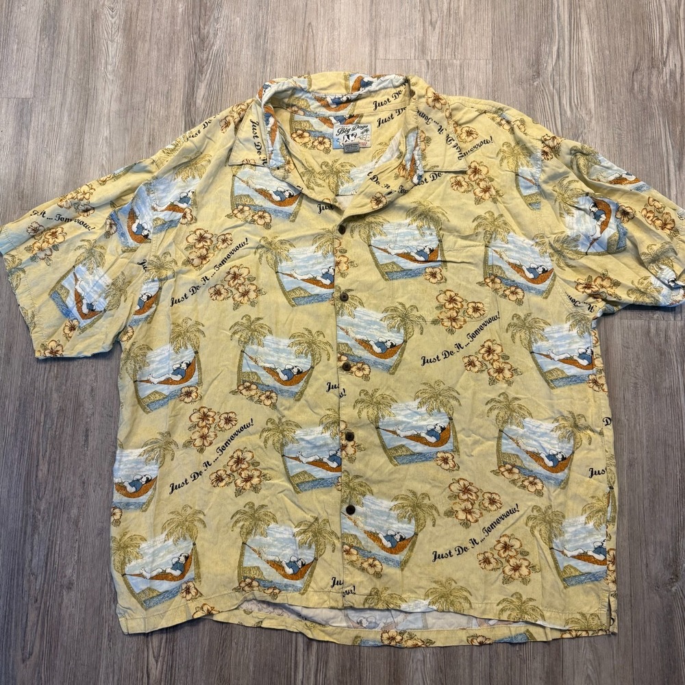 Big Dogs Mens 3X Hawaiian Shirt Pale Yellow